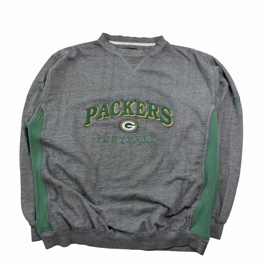 Vintage Green Bay Packers Embroidered Sweatshirt Green Gray XL Y2K Oversized Log